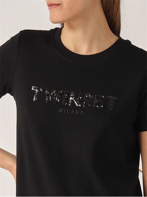 T-shirt con logo lettering ricamato TWINSET | TP2070/00006